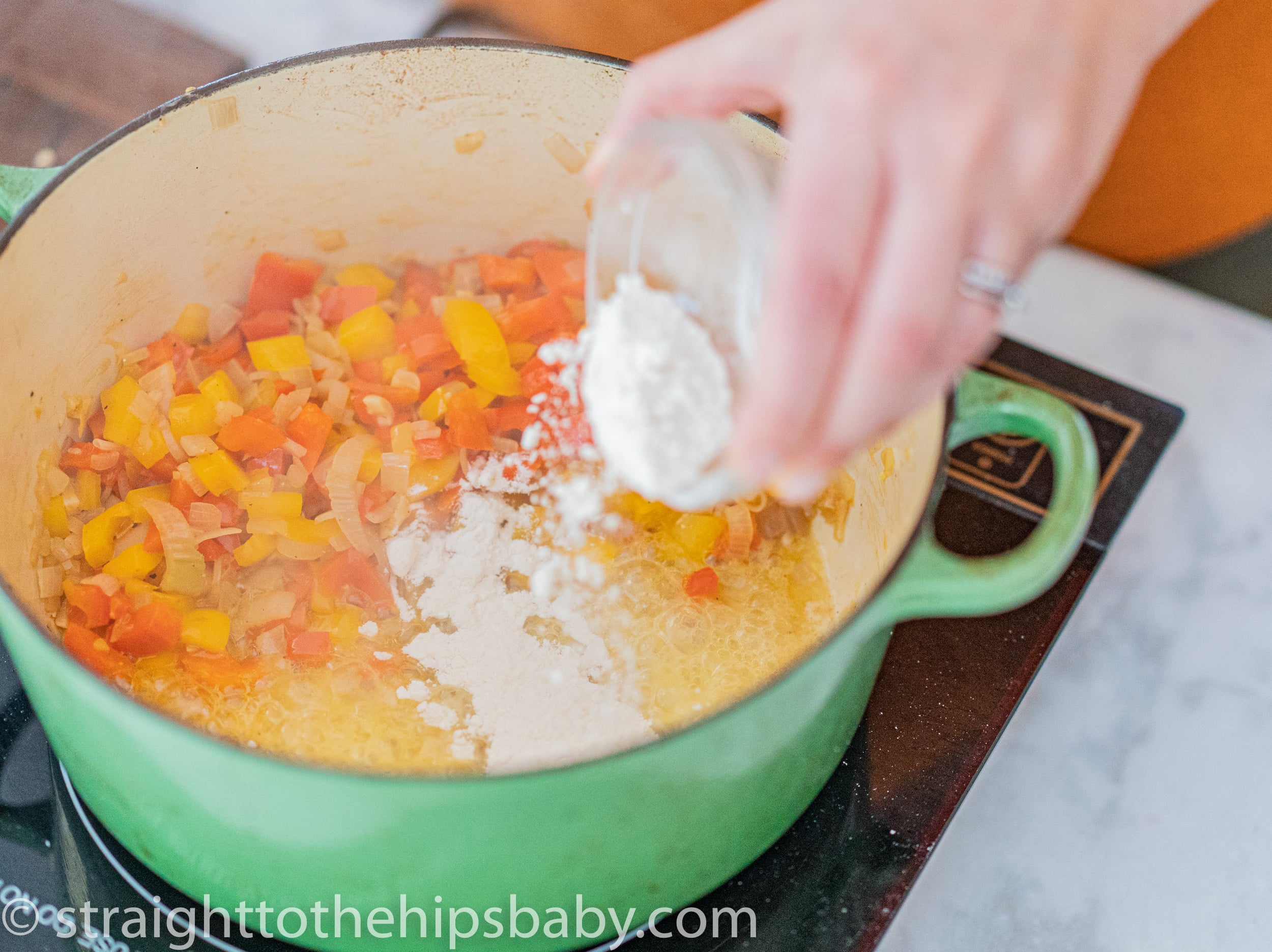 Making a butter and flour roux for chicken paprikash sauce