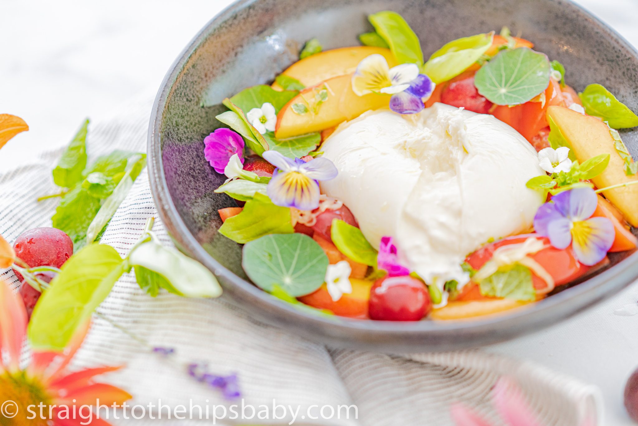 Fresh Summer Burrata Salad with Watermelon and Nectarines